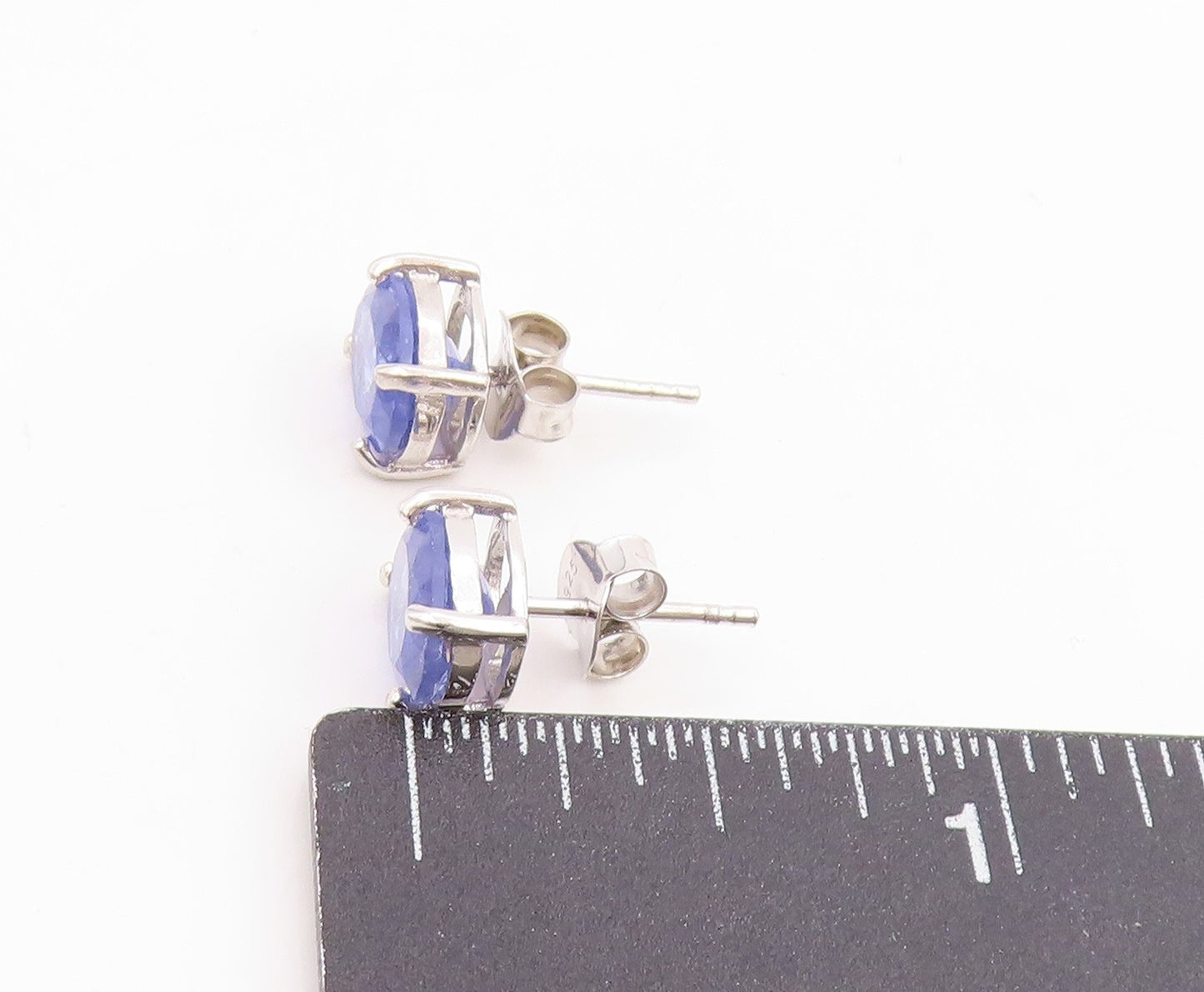 925 Sterling Silver Vintage Earrings Minimalist Oval Cut Tanzanite Studs EG14009