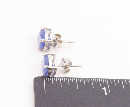 925 Sterling Silver Vintage Earrings Minimalist Oval Cut Tanzanite Studs EG14009