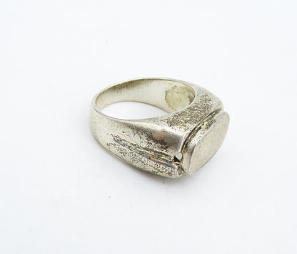 925 Sterling Silver  Vintage Antique Rustic Square Dome Band Ring Sz 7  RG4883