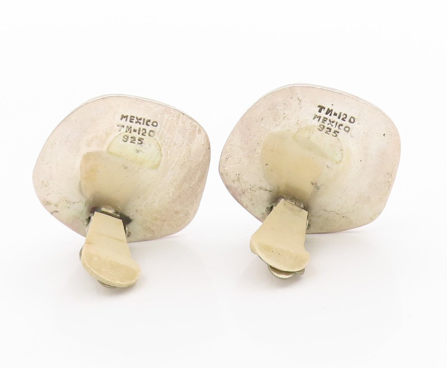925 Sterling Silver Vintage Earrings MEXICO Solid Modernist Dome Style  EG13674