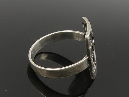 POLAND 925 Silver  Vintage Rectangle Engraved Abstract Ring Sz 5.5  RG24205