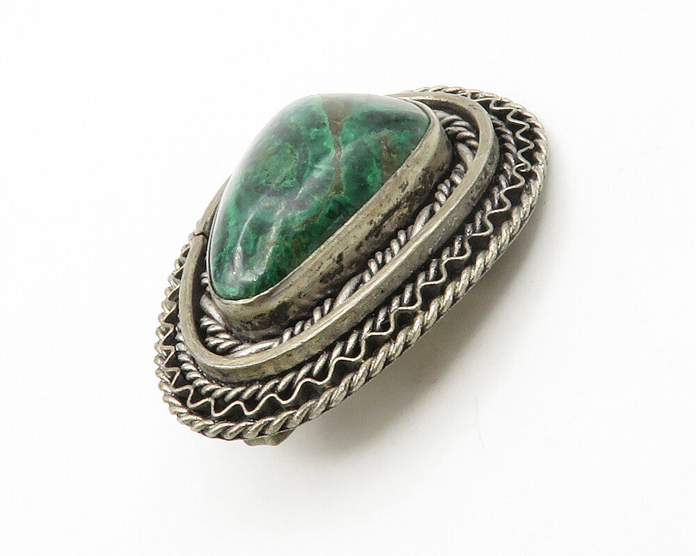 ISRAEL 925 Sterling Silver  Vintage Eilat Stone Twist Trim Brooch Pin  BP5213
