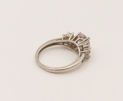 925 Silver  Vintage Beautiful Prong Set Cubic Zirconia Ring Sz 7  RG26381