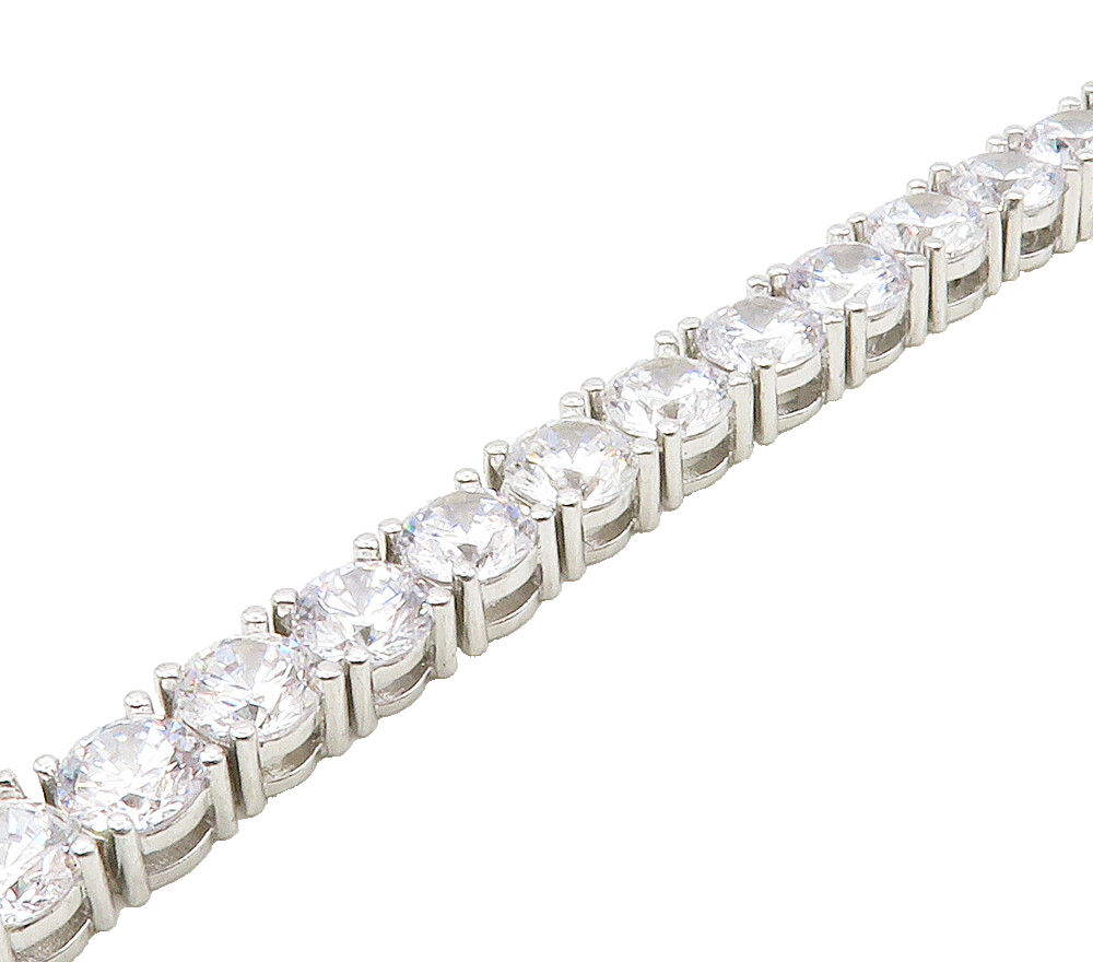 925 Sterling Silver  Shiny Round Cut Cubic Zirconia Tennis Bracelet  BT6523