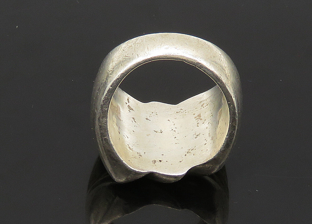 MEXICO 925 Sterling Silver  Vintage Sculpted Shiny Band Ring Sz 6  RG21942