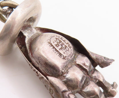925 Sterling Silver Vintage Pendant Man With Sombrero & Poncho Charm  PT25603