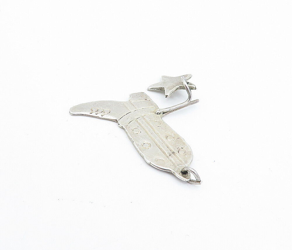925 Sterling Silver  Vintage Star Charmed Cowboy Boot Motif Pendant  PT2628