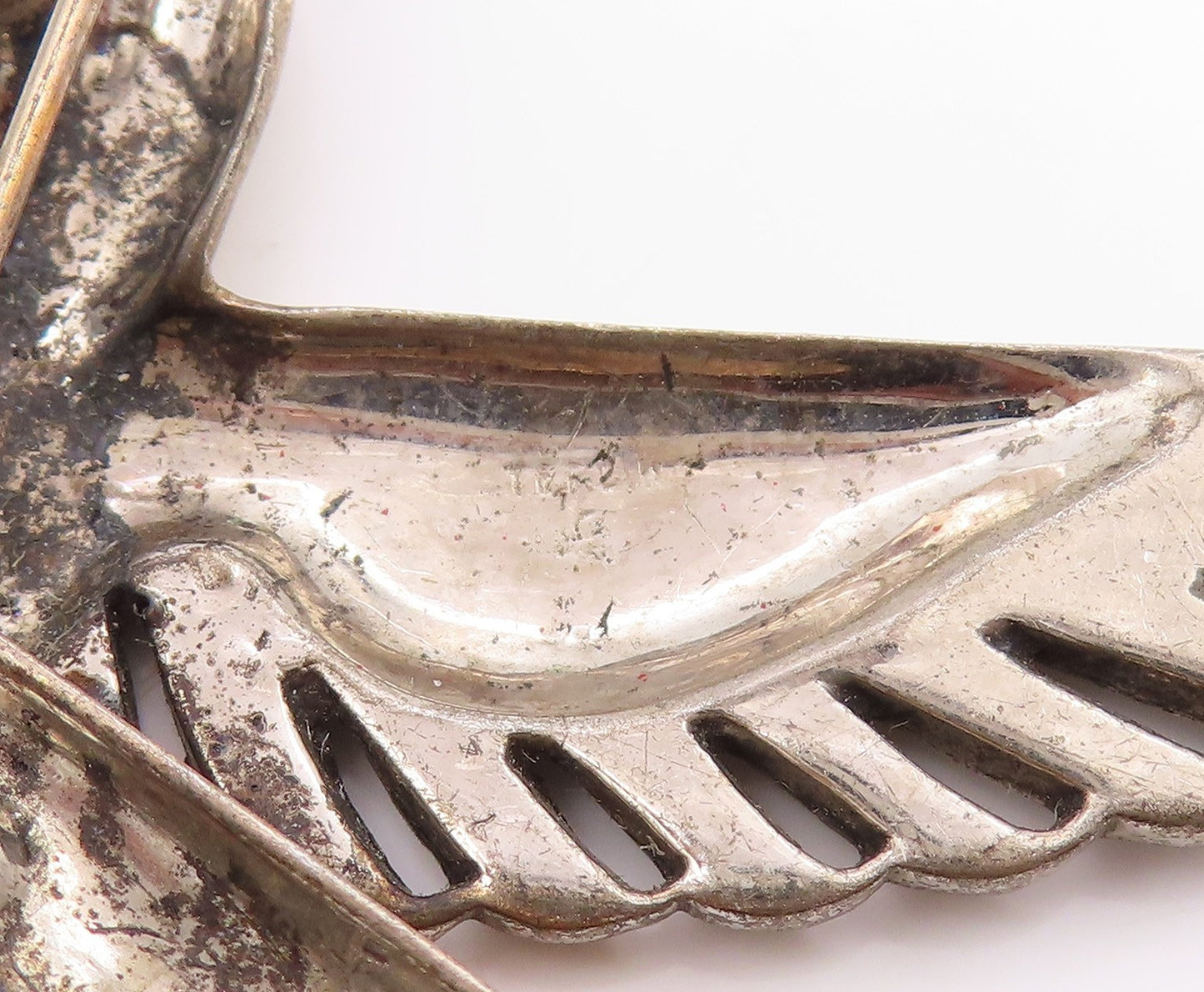 925 Sterling Silver Vintage Brooch Round CZ Flying Crane Bird Design  BP11879
