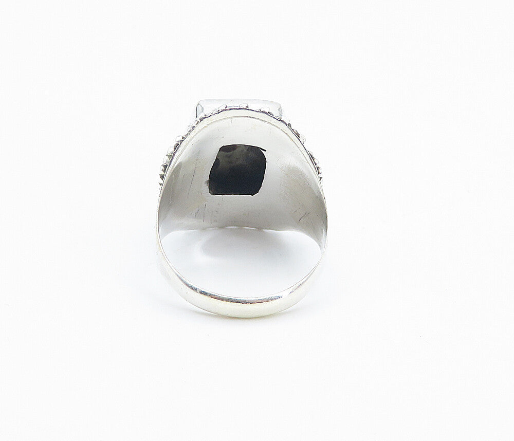 925 Sterling Silver  Cabochon Spotted Jasper Swirl Cocktail Ring Sz 8  RG8465