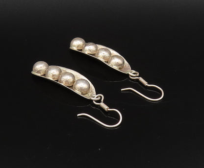 MEXICO 925 Sterling Silver Vintage Four Bead Leaf Ball Dangle Earrings EG12202