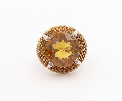 925 Sterling Silver Vintage Ring Gold Plated Beaded Round Citrine  Sz 7  RG29035