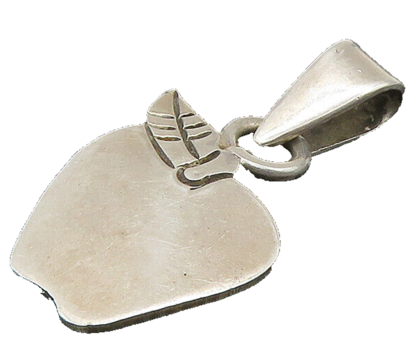 MEXICO 925 Sterling Silver  Vintage Shiny Apple Etched Detail Pendant  PT17486