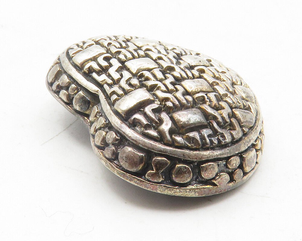 925 Sterling Silver  Vintage Dark Tone Pattern Love Heart Dome Pendant  PT9570