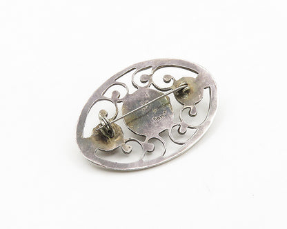 MEXICO 925 Silver  Vintage Antique Shiny Swirl Twist Dome Brooch Pin  BP7637