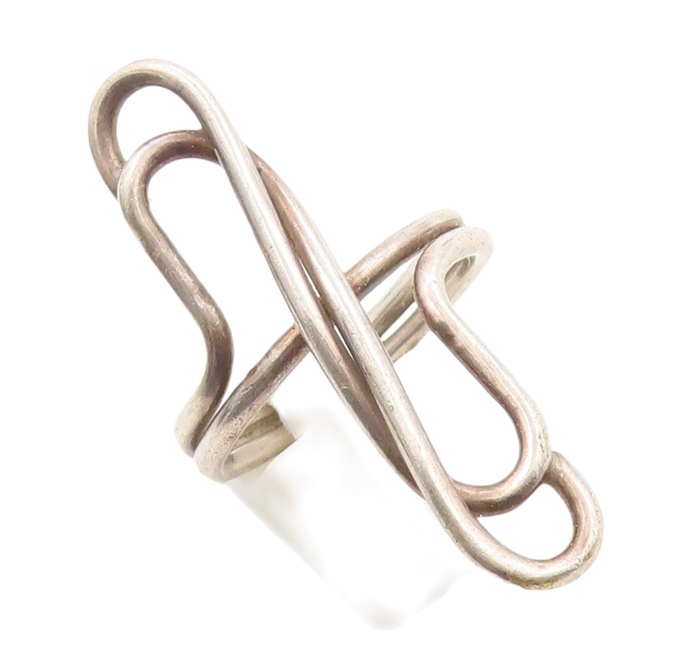925 Sterling Silver Vintage Ring Modernist Wire Work Design  Sz 10  RG31351