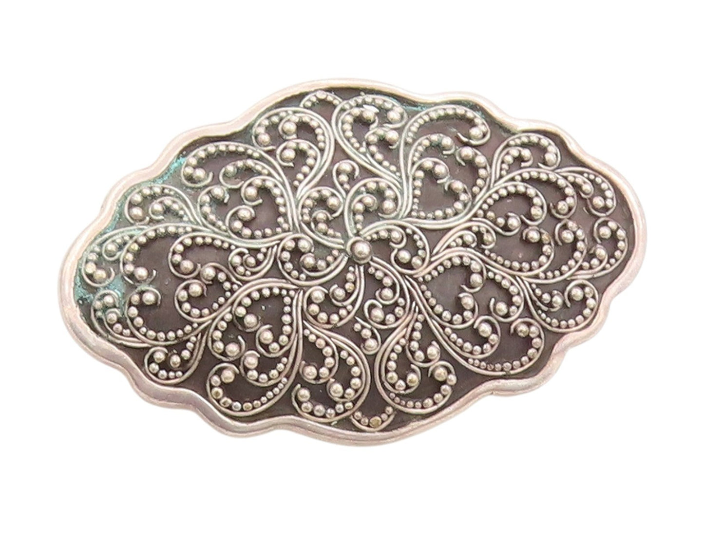 925 Sterling Silver Vintage Brooch LOIS HILL Beaded Floral Filigree  BP11869