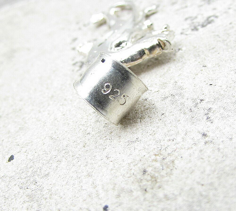 925 Sterling Silver Vintage Roaring Puma Drop Pendant PT1391