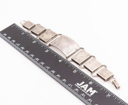 925 Sterling Silver Vintage Bracelet PERU Modernist Geometric Panel Link BT11817