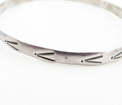 MEXICO 925 Sterling Silver  Vintage Arrow Pattern Bangle Bracelet  BT3848