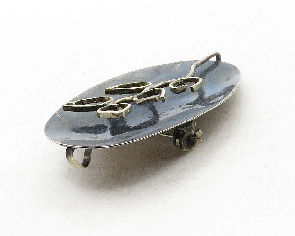 MEXICO 925 Sterling Silver  Vintage Wire Floral Leaf Vine Brooch Pin  BP4838
