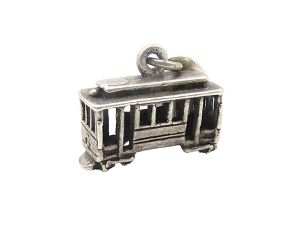 925 Sterling Silver  Vintage Petite San Francisco Cable Car Pendant  PT9385