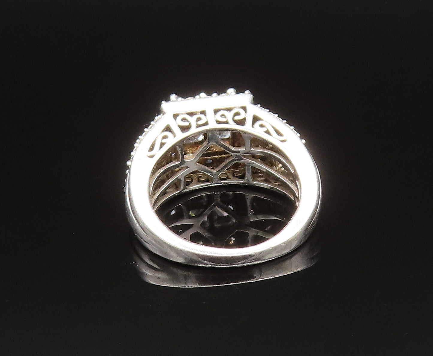 925 Silver  Vintage Multi Square & Round Cubic Zirconia Ring Sz 8.5  RG25665