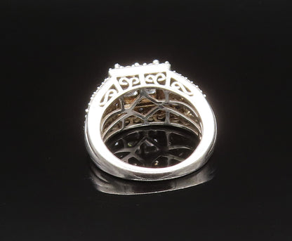 925 Silver  Vintage Multi Square & Round Cubic Zirconia Ring Sz 8.5  RG25665