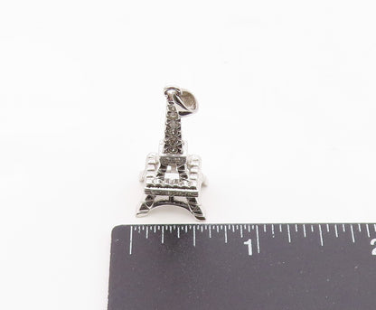 925 Sterling Silver  Vintage Cubic Zirconia Paris Eiffel Tower Pendant PT20773