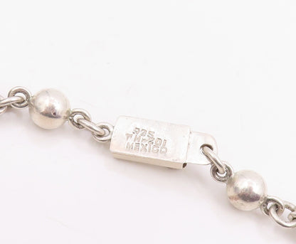 925 Sterling Silver Vintage Necklace MEXICO Geometric Cube & Sphere Chain NE4760