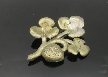 925 Sterling Silver  Vintage Heavy Floral Motif Brooch Pin  BP8208
