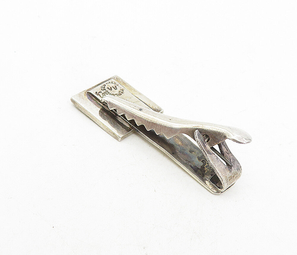 AA MEXICO 925 Silver Vintage Abalone Shell M Initial Square Tie Clip  TR1386