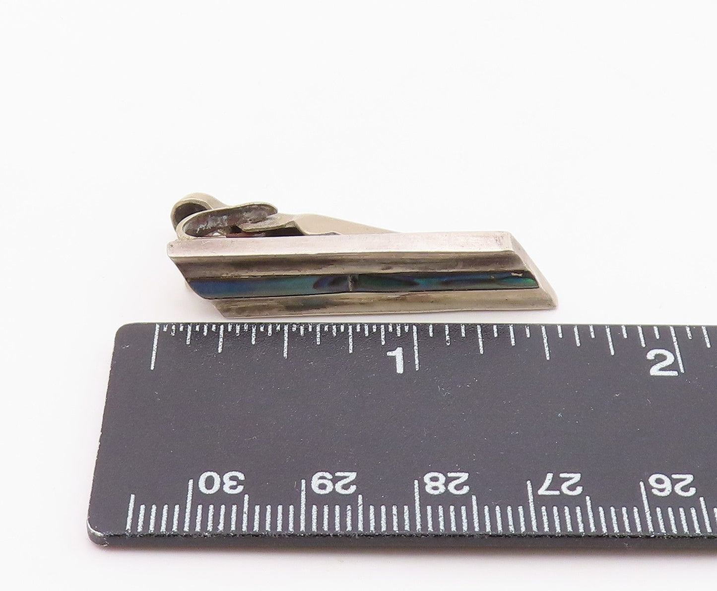 TAXCO 925 Sterling Silver  Vintage Abalone Shell Tie Clip  TR2932