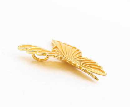 925 Sterling Silver Vintage Pendant Gold Plated Carved Large Butterfly  PT23890
