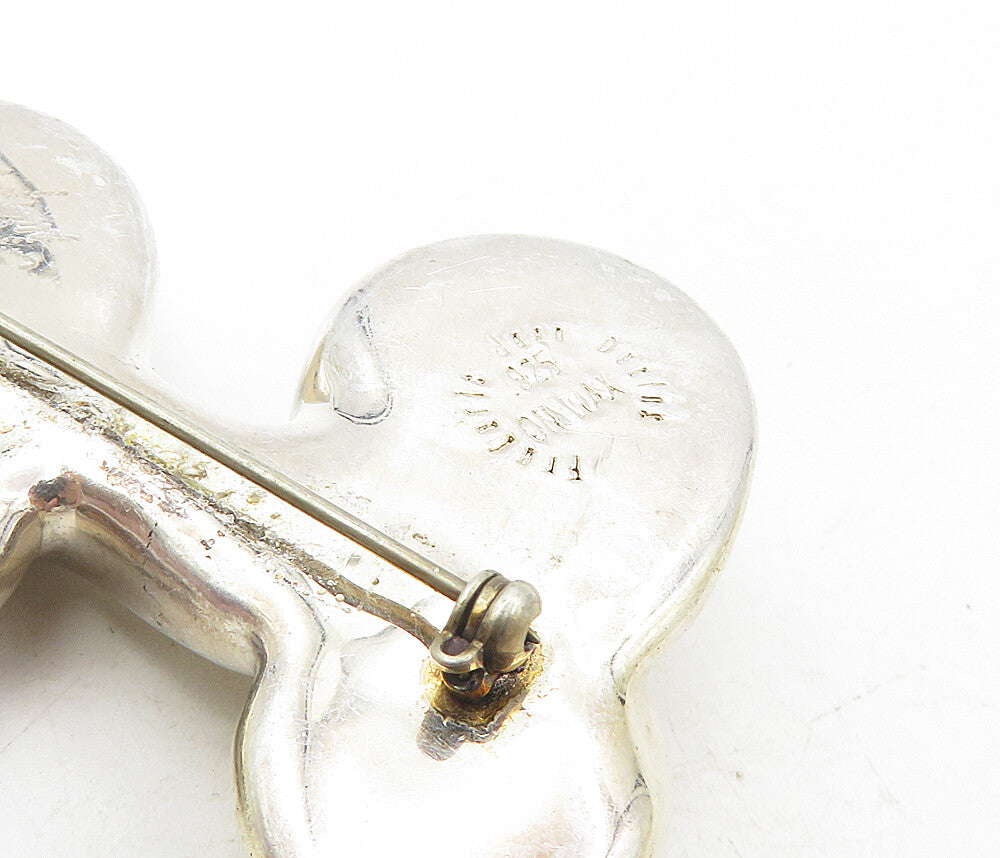 FREDERIC JEAN DUCLOS 925 Silver  Vintage Shiny Hollow Swirl Brooch Pin  BP3422