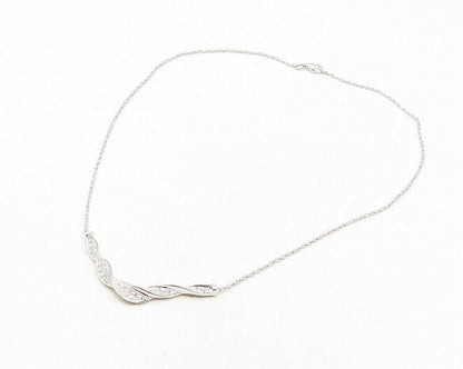 925 Sterling Silver  Genuine Diamonds Shiny Twist Chain Necklace  NE1940