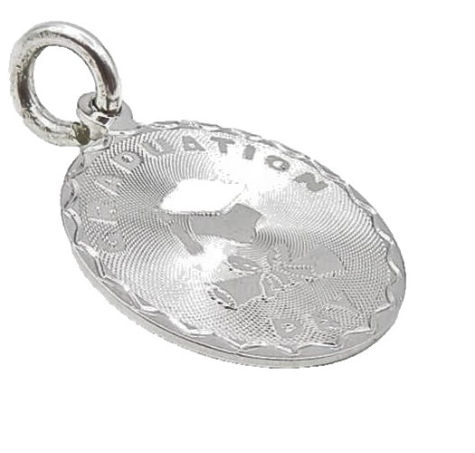 925 Sterling Silver  Shiny Graduation Day Etched Round Drop Pendant  PT6766