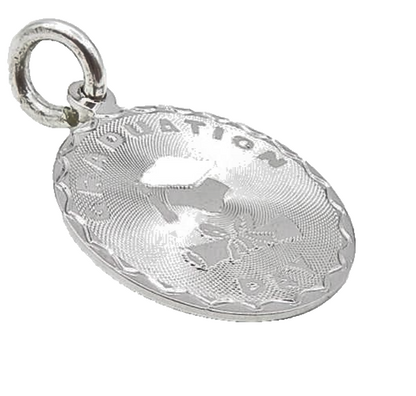 925 Sterling Silver  Shiny Graduation Day Etched Round Drop Pendant  PT6766