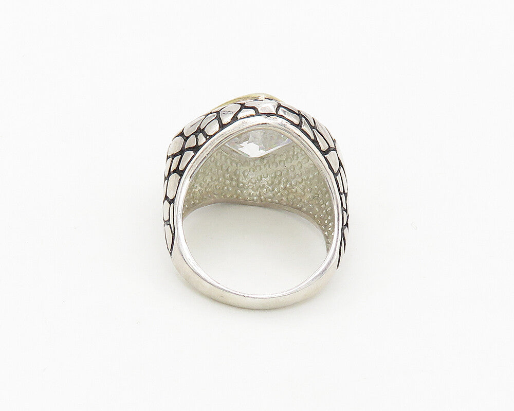 925 Sterling Silver  Cubic Zirconia Two Tone Cocktail Ring Sz 9.5  RG18304