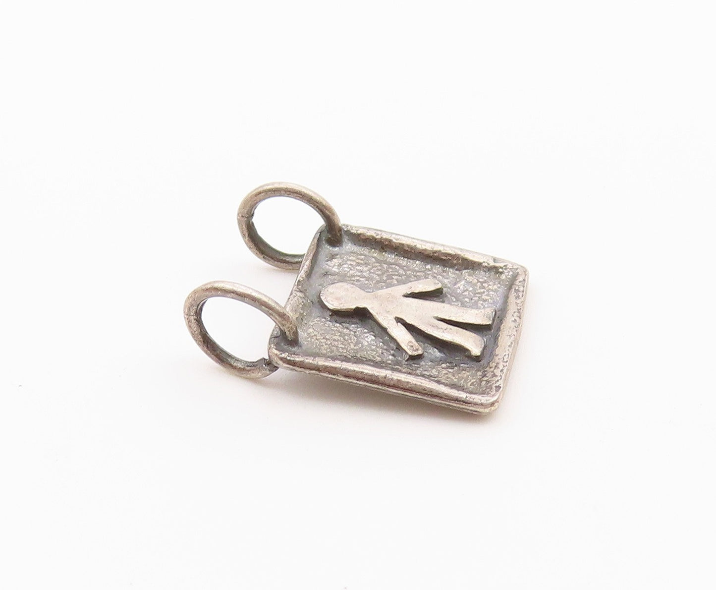SILPADA 925 Silver  Vintage Carved Person Figure Square Frame Pendant  PT20501