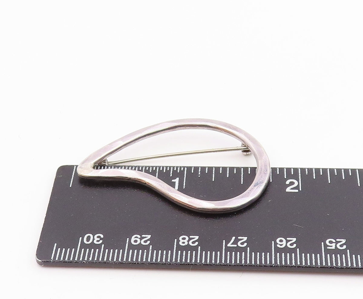 BECKERHOFF 925 Silver Vintage Minimalist Hammered Outline Brooch Pin  BP9788