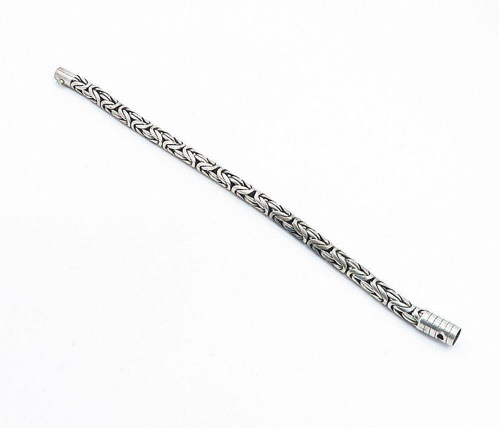BALI 925 Silver  Vintage Dark Tone Byzantine Link Chain Bracelet  BT2470