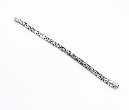 BALI 925 Silver  Vintage Dark Tone Byzantine Link Chain Bracelet  BT2470