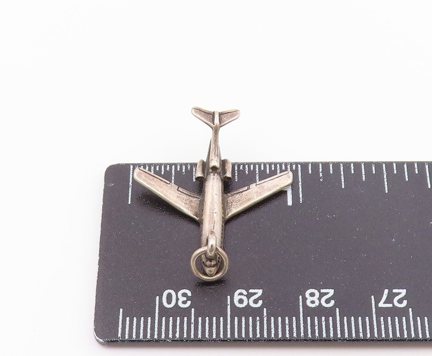 925 Sterling Silver  Vintage Petite Airplane Motif Dark Tone Pendant  PT16857
