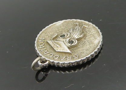 925 Sterling Silver  Vintage Spinel Eyes Graduation Owl Pendant  PT18919