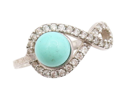 925 Sterling Silver Vintage Ring Turquoise Musical Note Cut Out  Sz 8.5  RG33500
