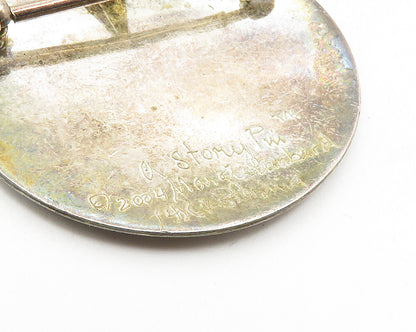 925 Silver & 14K GOLD  Vintage Song In Your Heart Quote Brooch Pin  BP3643