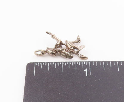 925 Sterling Silver  Vintage Flying Witch On Broomstick Pendant  PT17076