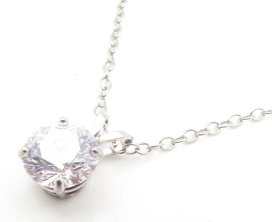 925 Sterling Silver  Sparkling Round Cut Cubic Zirconia Chain Necklace  NE2051