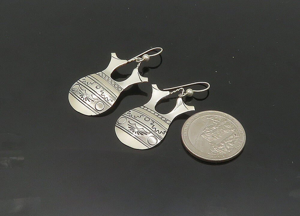 SILVER CLOUD 925 Sterling Silver  Vintage Etched Vase Dangle Earrings  EG10466
