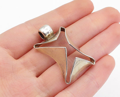925 Sterling Silver  Vintage Shiny Modernist Designed Dome Pendant  PT3751